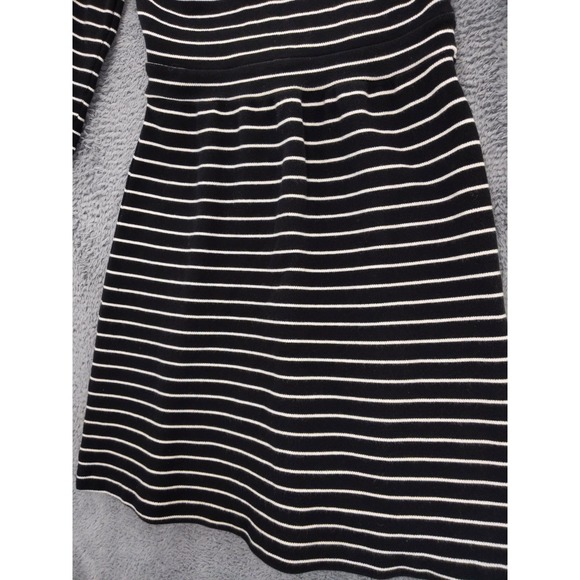 Boden Black White Stripe 3/4 Sleeve Fit Flare Dress US 8R - Picture 3 of 9